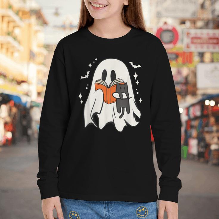 Cute Ghost Reading Book Spooky Season Halloween Costume Kids Youth Long Sleeve Tee Cute Ghost Reading Book Spooky Season Halloween Costume Kids Youth Long Sleeve Tee