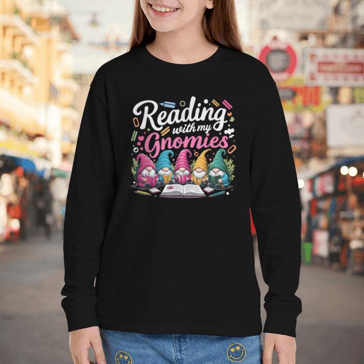 Cute Reading With My Gnomies Gnome Book Bookworm Lover Youth Long Sleeve Tee Cute Reading With My Gnomies Gnome Book Bookworm Lover Youth Long Sleeve Tee
