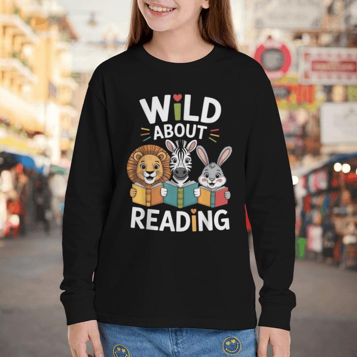 Cute Wildlife Zoo Animals For Book Reader Bookworms Youth Long Sleeve Tee