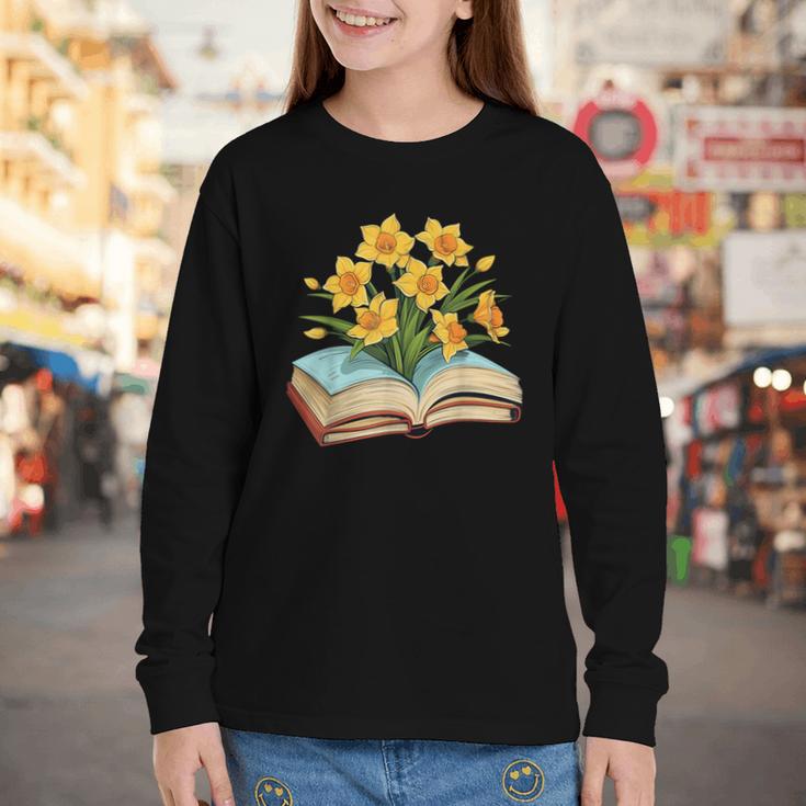 Daffodils Flowers Book Floral Youth Long Sleeve Tee