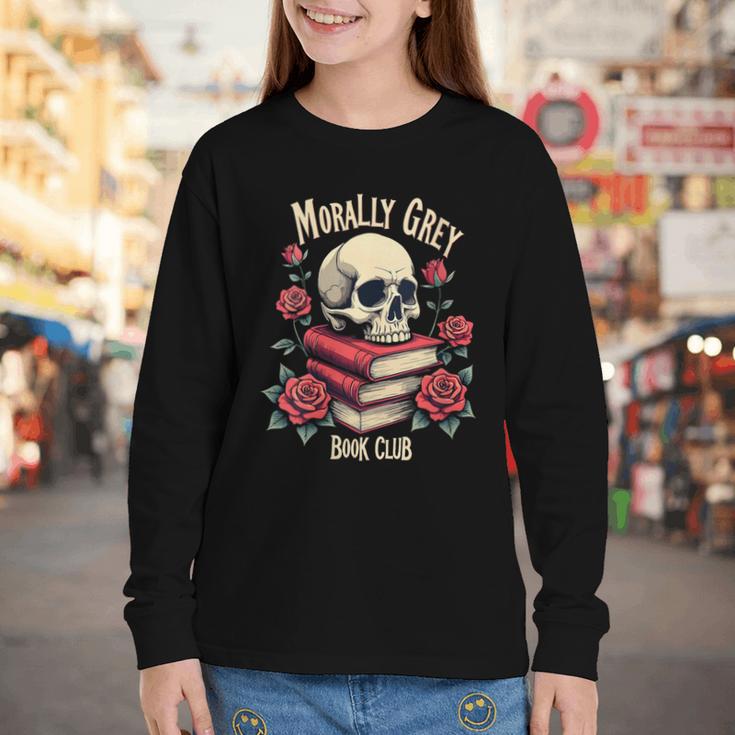 Dark Romance Romantasy Smutty Book Lover Morally Grey Merch Youth Long Sleeve Tee