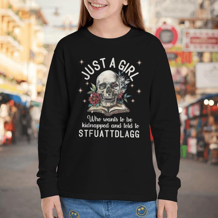 Dark Romance Smutt Book Merch STFUATTDLAGG Good Girl Trigger Youth Long Sleeve Tee Dark Romance Smutt Book Merch STFUATTDLAGG Good Girl Trigger Youth Long Sleeve Tee