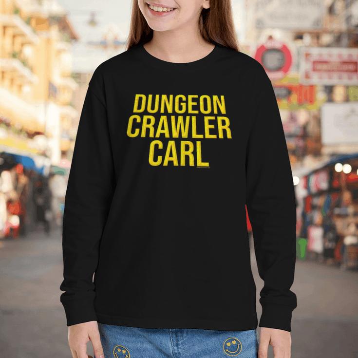 Dungeon Crawler Carl Yellow Text Logo LitRPG Series Book Youth Long Sleeve Tee