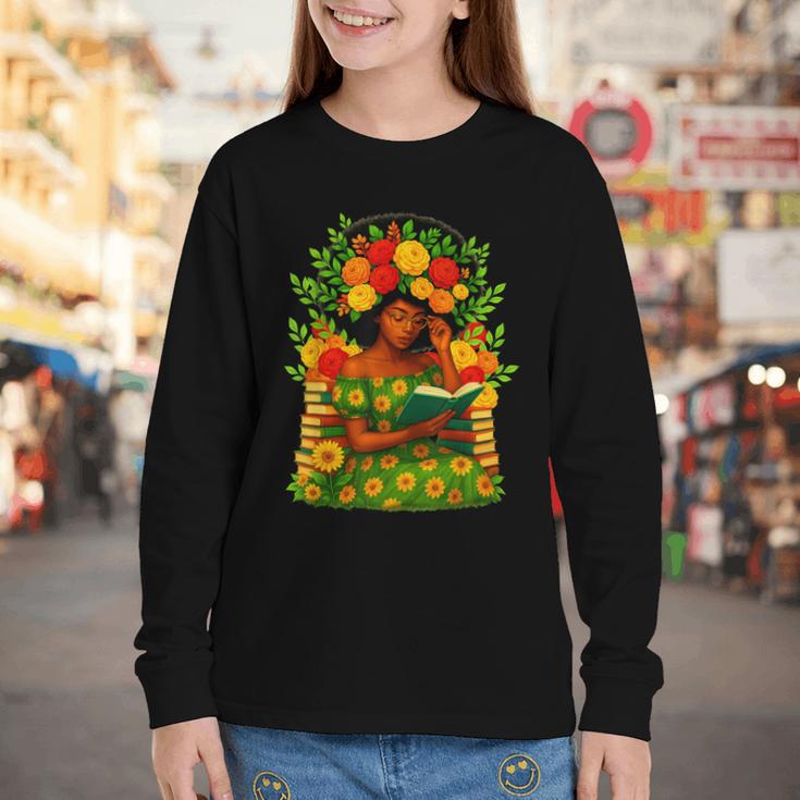 Educated Women Girls Reading Book Black History Month Youth Long Sleeve Tee