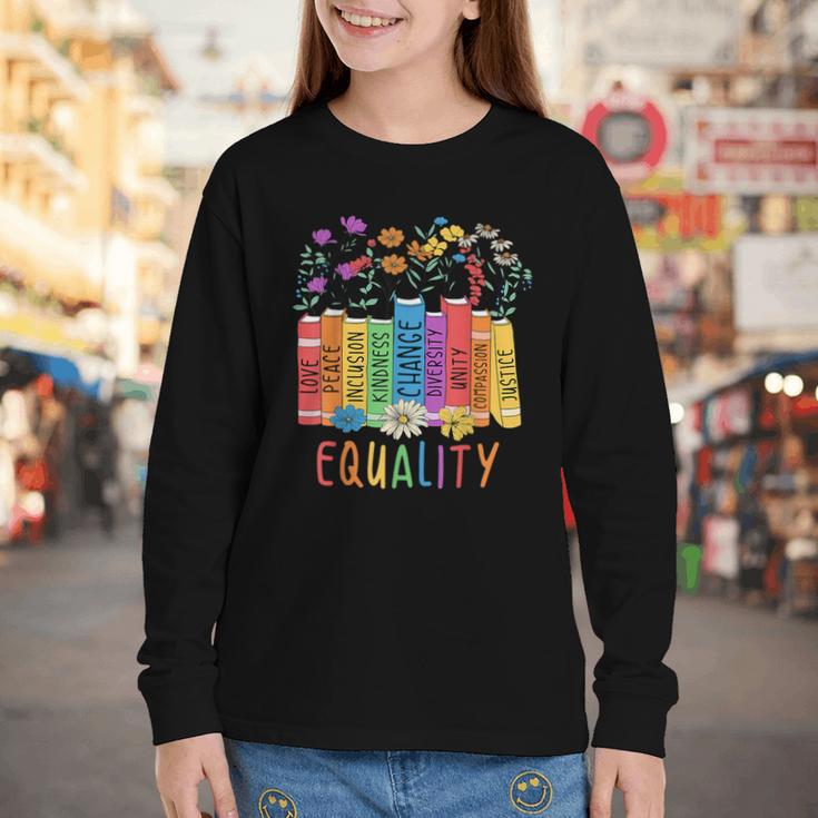 Equality Book LGBTQ Wildflowers Equal Rights Gay Kindness Youth Long Sleeve Tee