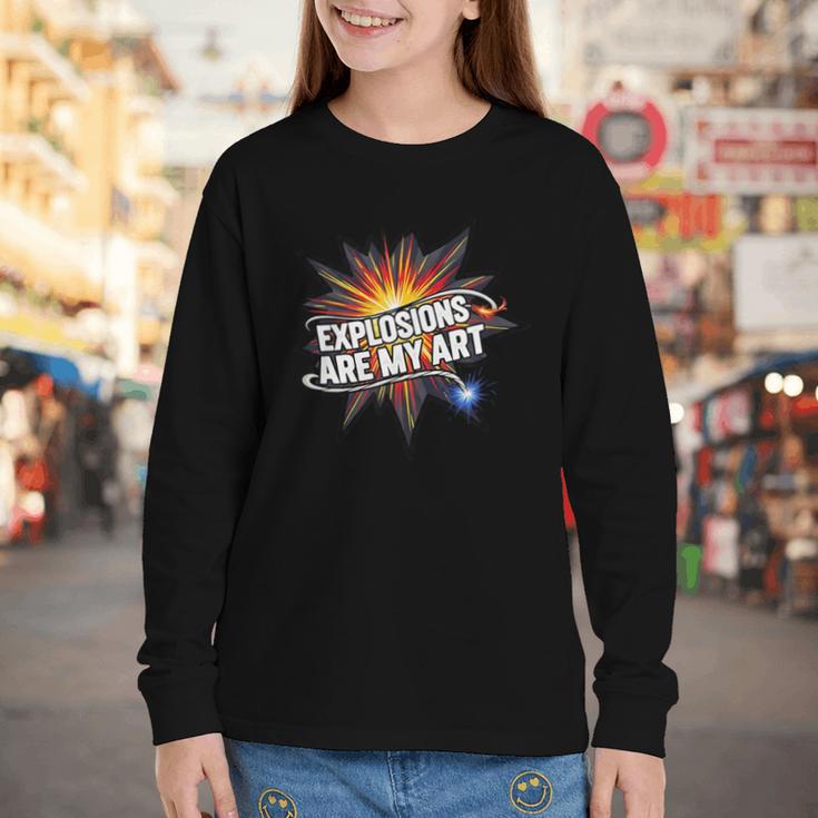 Explosions Are My Art Comic Book Boom Youth Long Sleeve Tee