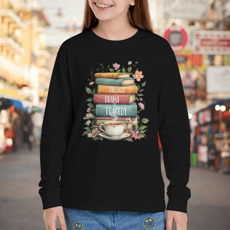 Fantasy Drama Tragedy Book Lover Subtle Watercolor Youth Long Sleeve Tee