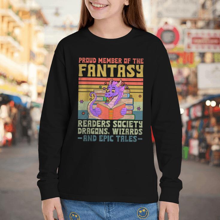 Fantasy Reader Society Reading Book Retro Bookworm Reader Youth Long Sleeve Tee