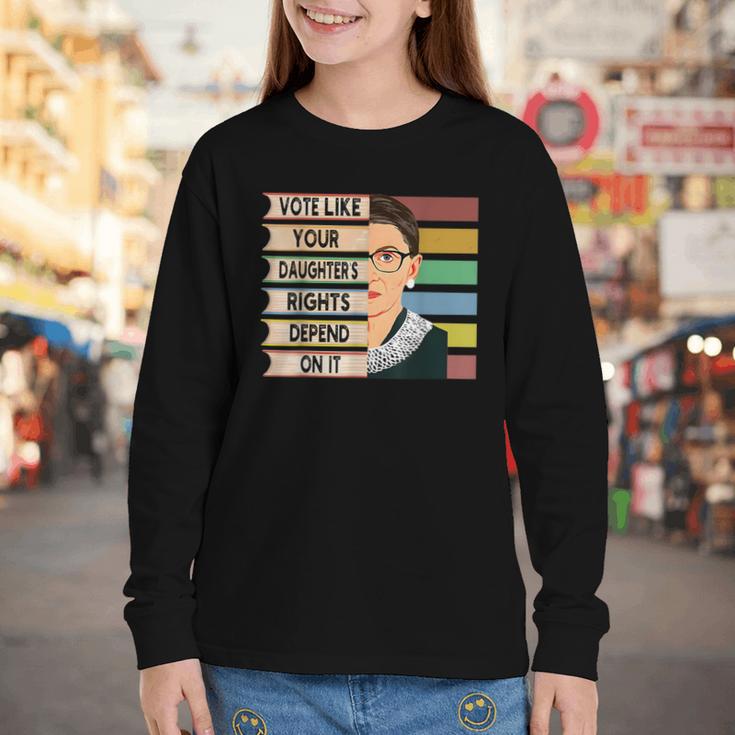 Feminist Ruth Bader Ginsburg RBG Quote Girl With Book Women Youth Long Sleeve Tee