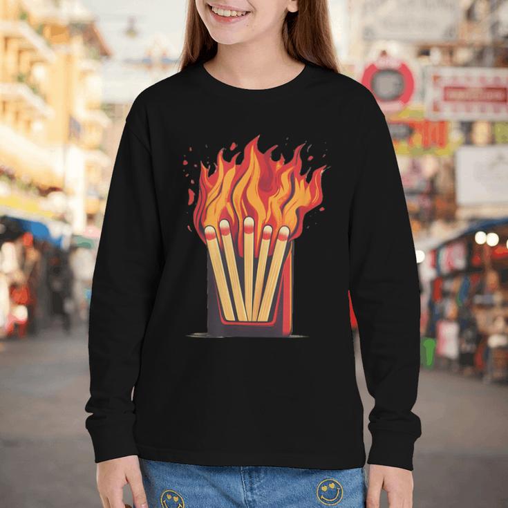 Flames And Lighter Costume For Matchbook Lovers Youth Long Sleeve Tee