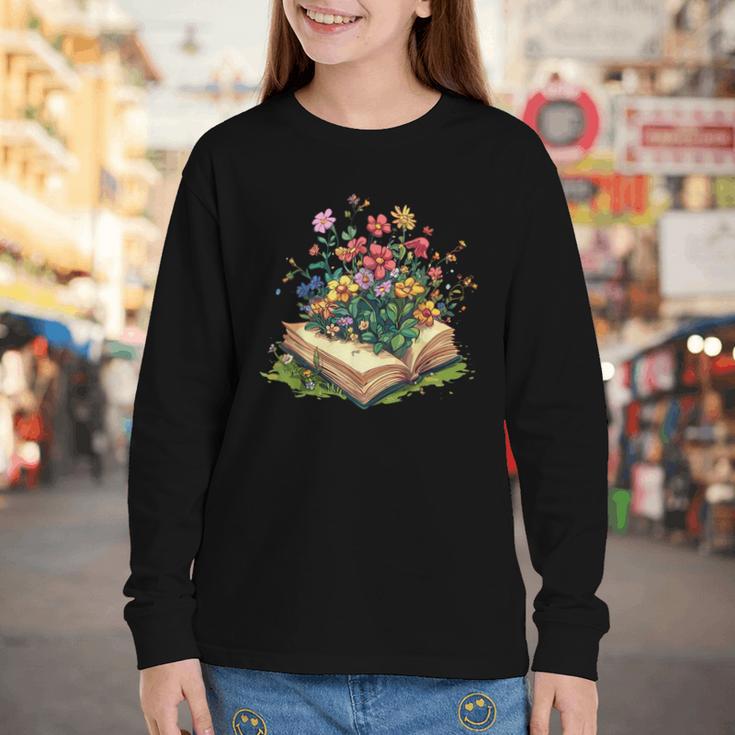 Floral Book Bloom Wildflowers Literature Nature Fantasy Youth Long Sleeve Tee Floral Book Bloom Wildflowers Literature Nature Fantasy Youth Long Sleeve Tee