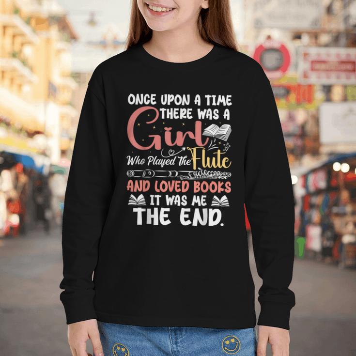 Flute Player Book Lover Flutist Marching Band Musician Flute Youth Long Sleeve Tee