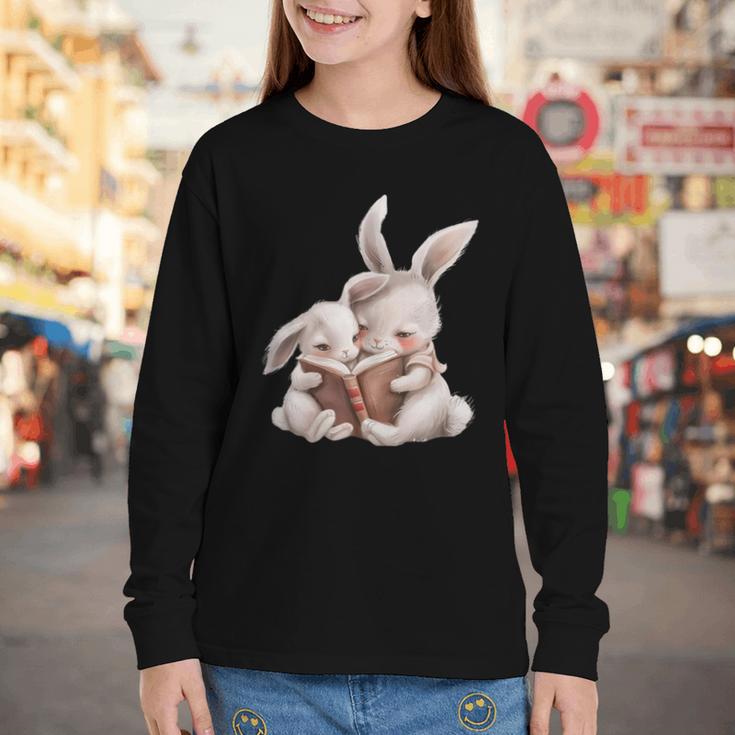 Funny Book Reading Quote For Women And Girls Rabbits Youth Long Sleeve Tee