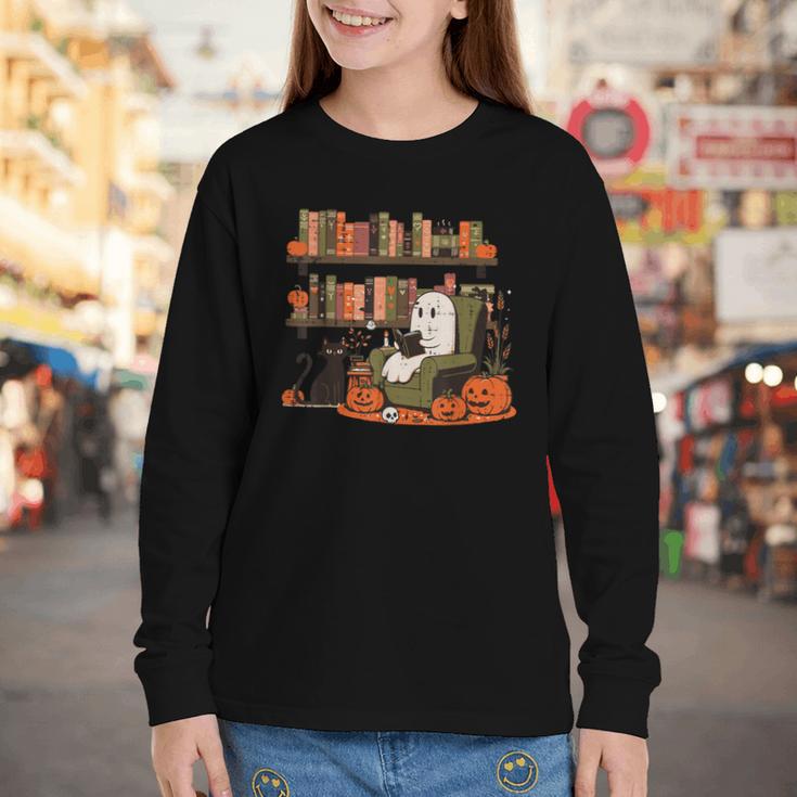 Ghost Library Reading Books Halloween Men Women Kids Youth Long Sleeve Tee Ghost Library Reading Books Halloween Men Women Kids Youth Long Sleeve Tee