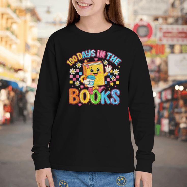 HUGvyn Preppy 100 Days In The Books Teacher Reading Coffee Youth Long Sleeve Tee