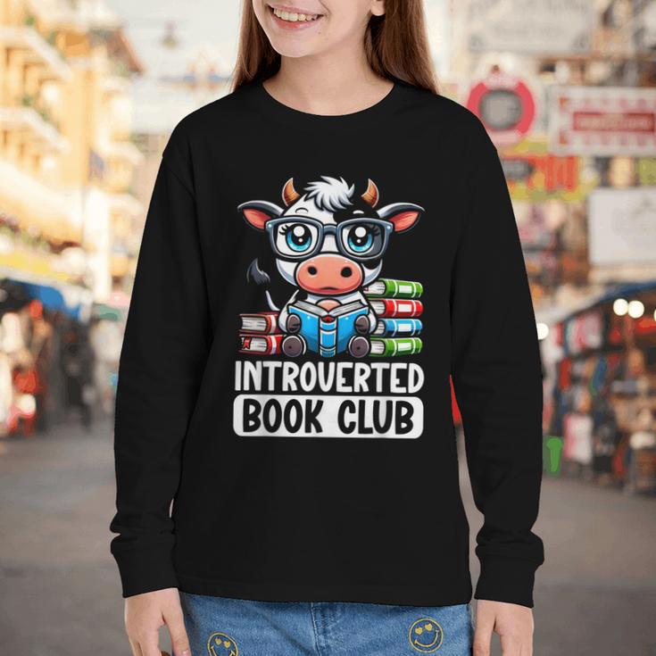 Introverted Book Club Reading Lover Cow Youth Long Sleeve Tee Introverted Book Club Reading Lover Cow Youth Long Sleeve Tee