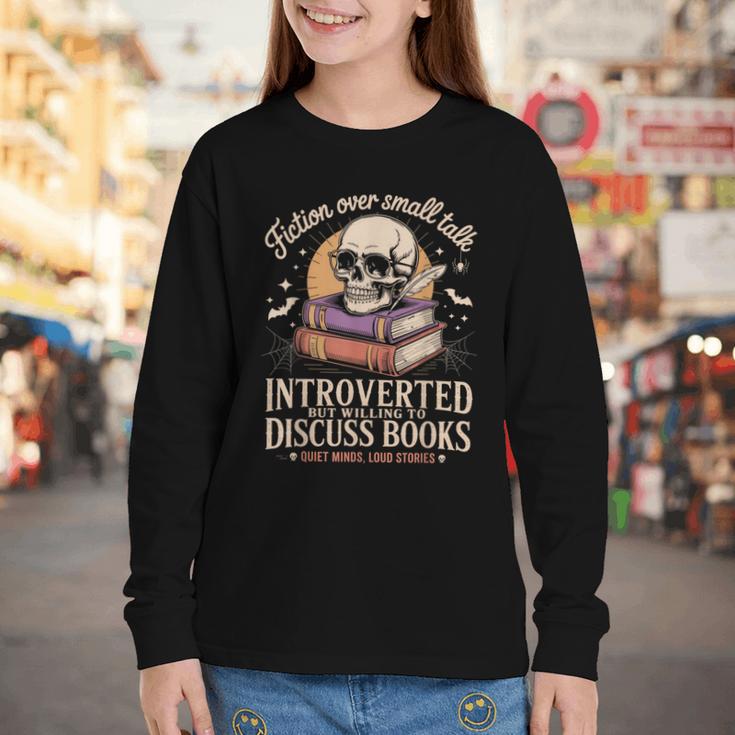 Introverted But Willing To Discuss Books Cozy Aesthetic Youth Long Sleeve Tee