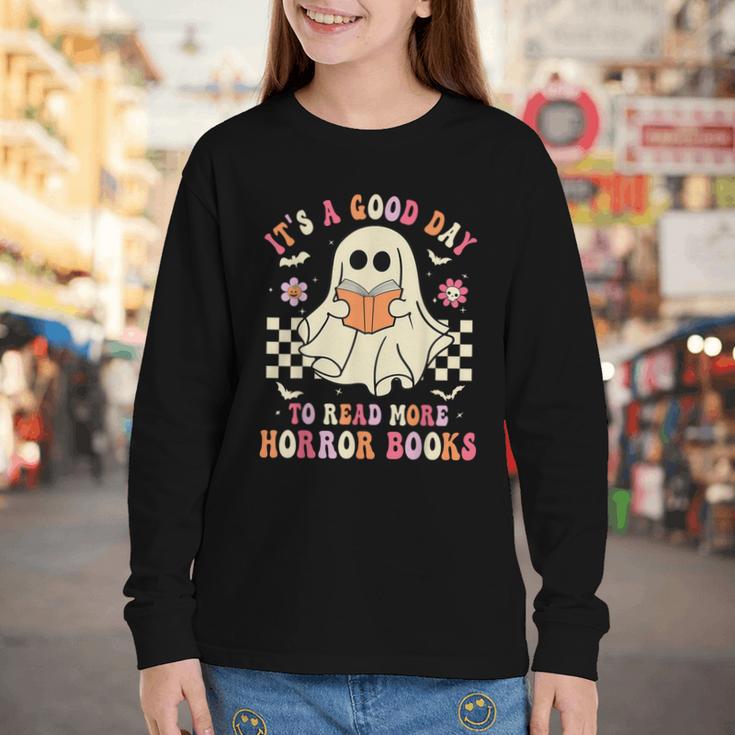 It's A Good Day To Read More Horror Books Halloween Youth Long Sleeve Tee It's A Good Day To Read More Horror Books Halloween Youth Long Sleeve Tee