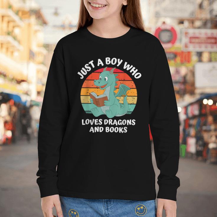 Just A Boy Who Loves Dragons And Books Kids Toddler Baby 5T Youth Long Sleeve Tee Just A Boy Who Loves Dragons And Books Kids Toddler Baby 5T Youth Long Sleeve Tee