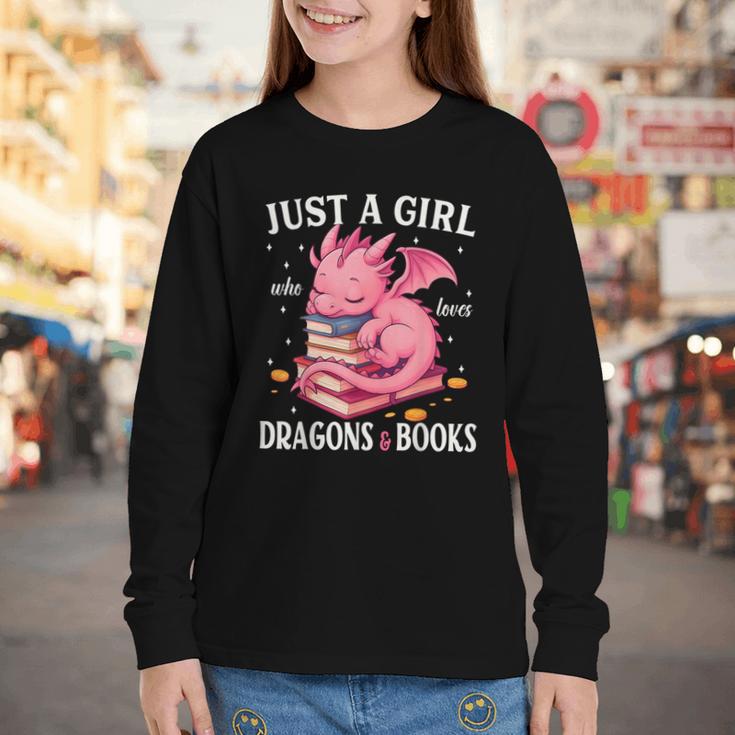 Just A Girl Who Loves Dragons And Books Dragon Reading Lover Youth Long Sleeve Tee Just A Girl Who Loves Dragons And Books Dragon Reading Lover Youth Long Sleeve Tee