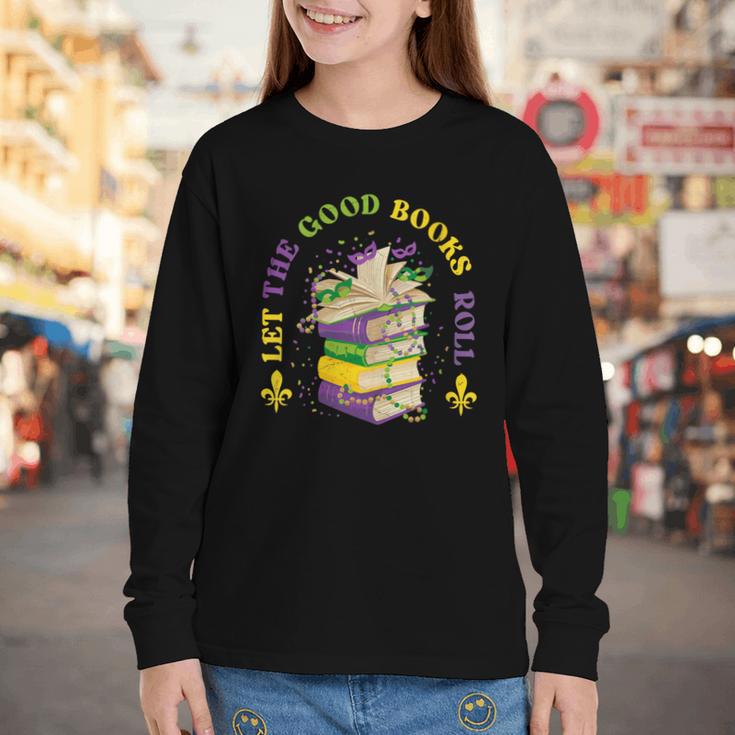 Let The Good Books Roll Mardi Gras Reading Youth Long Sleeve Tee