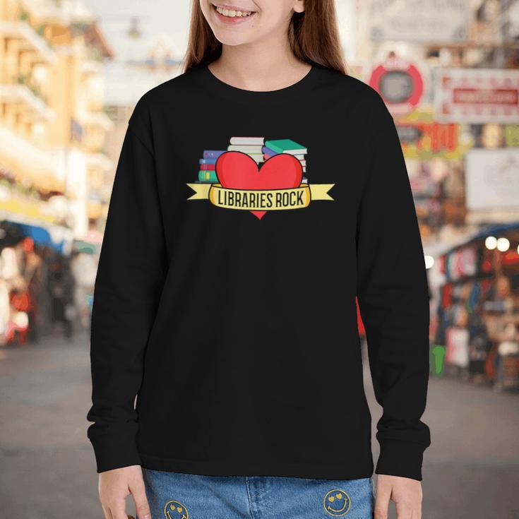 Librarian Library Assistant Libraries Rock Book Lover Youth Long Sleeve Tee