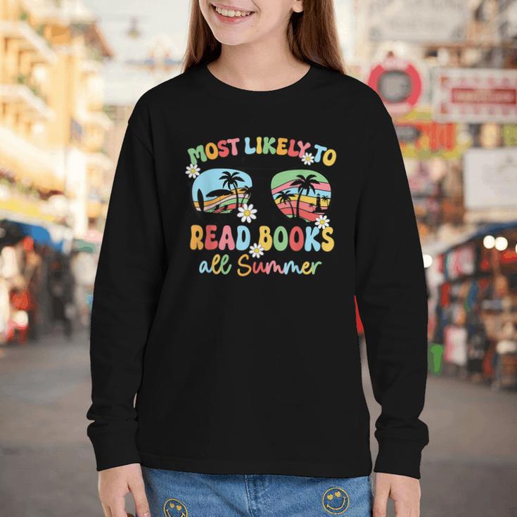 Most Likely To Read Books All Summer Book Lovers Youth Long Sleeve Tee Most Likely To Read Books All Summer Book Lovers Youth Long Sleeve Tee