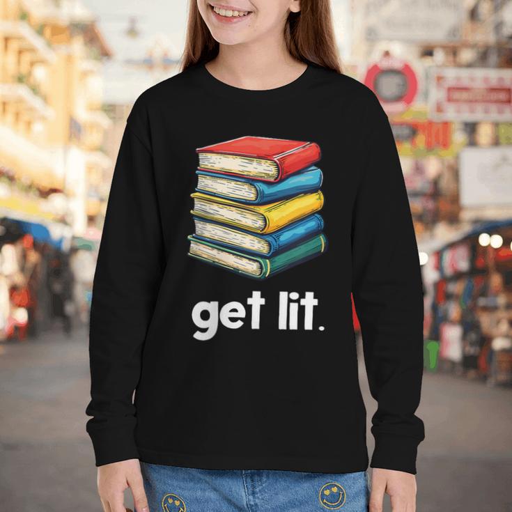 Get Lit With Books Youth Long Sleeve Tee Get Lit With Books Youth Long Sleeve Tee