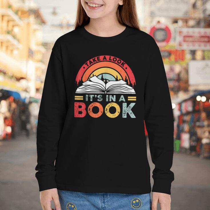 Take A Look It's In A Book Reading Book Vintage Rainbow Youth Long Sleeve Tee