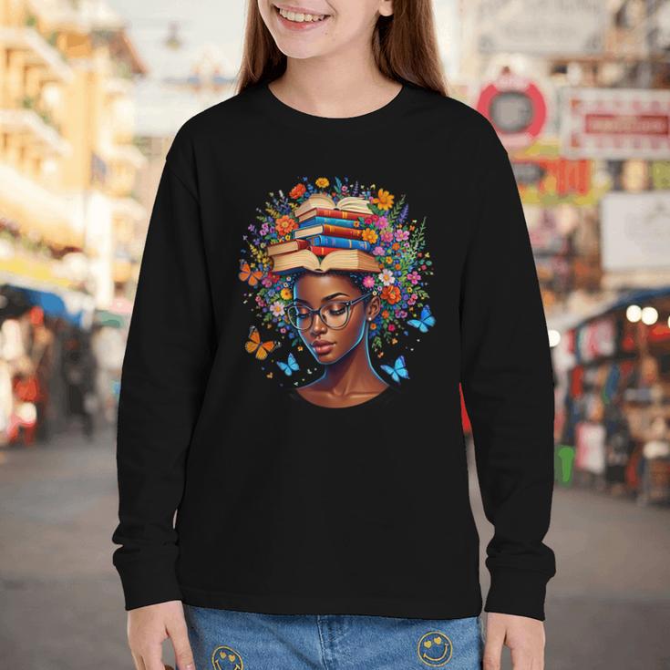 Month Honoring Past Inspiring Pride Melanin Book Youth Long Sleeve Tee
