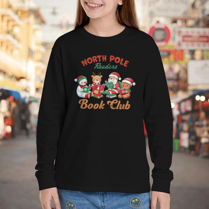 North Pole Readers Book Club Reading Book Christmas Youth Long Sleeve Tee