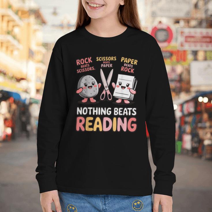 Nothing Goes Beyond Reading Rock Paper Scissors Book Youth Long Sleeve Tee Nothing Goes Beyond Reading Rock Paper Scissors Book Youth Long Sleeve Tee