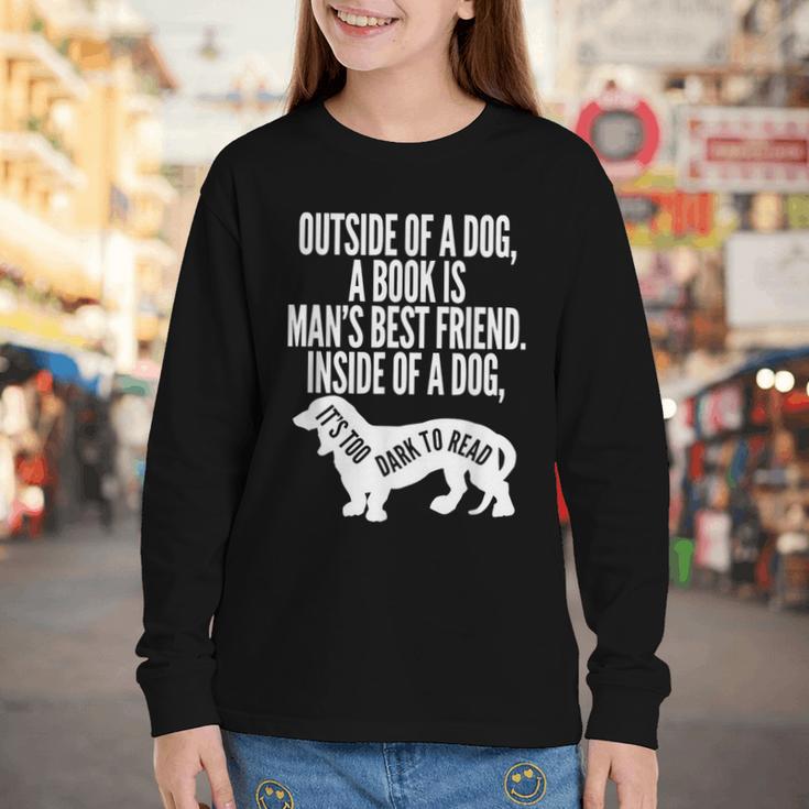 Outside Of A Dog A Book Is Man's Best Friend Apparel Youth Long Sleeve Tee Outside Of A Dog A Book Is Man's Best Friend Apparel Youth Long Sleeve Tee