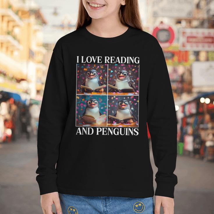 Penguin Love Reading And Penguins Child Book Lover Youth Long Sleeve Tee Penguin Love Reading And Penguins Child Book Lover Youth Long Sleeve Tee