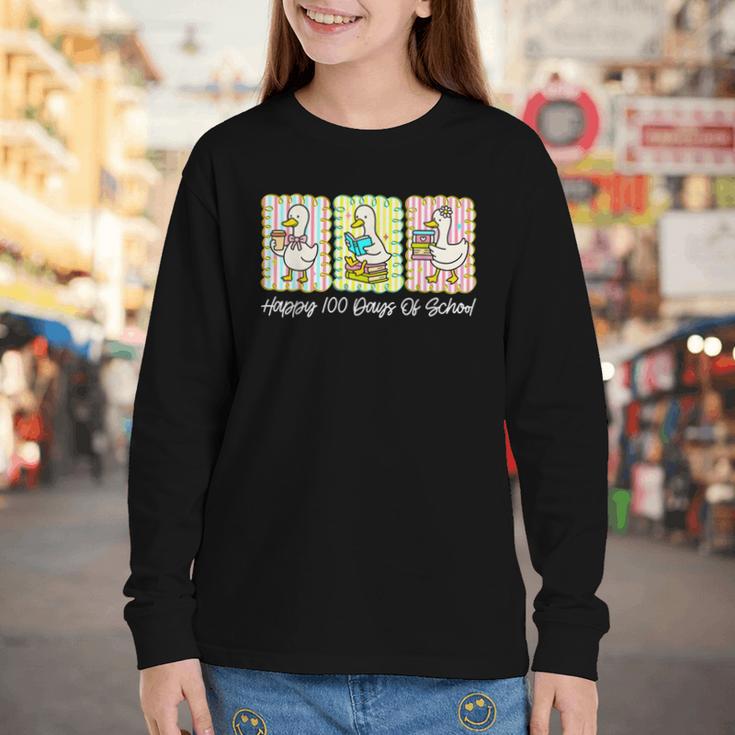 Preppy 100 Days Of School Goose Coffee Books Teacher Life Youth Long Sleeve Tee Preppy 100 Days Of School Goose Coffee Books Teacher Life Youth Long Sleeve Tee