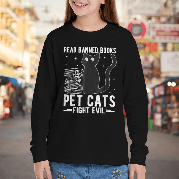 Read Banned Books Pet Cats Fight Evil Read Banned Books Youth Long Sleeve Tee Read Banned Books Pet Cats Fight Evil Read Banned Books Youth Long Sleeve Tee