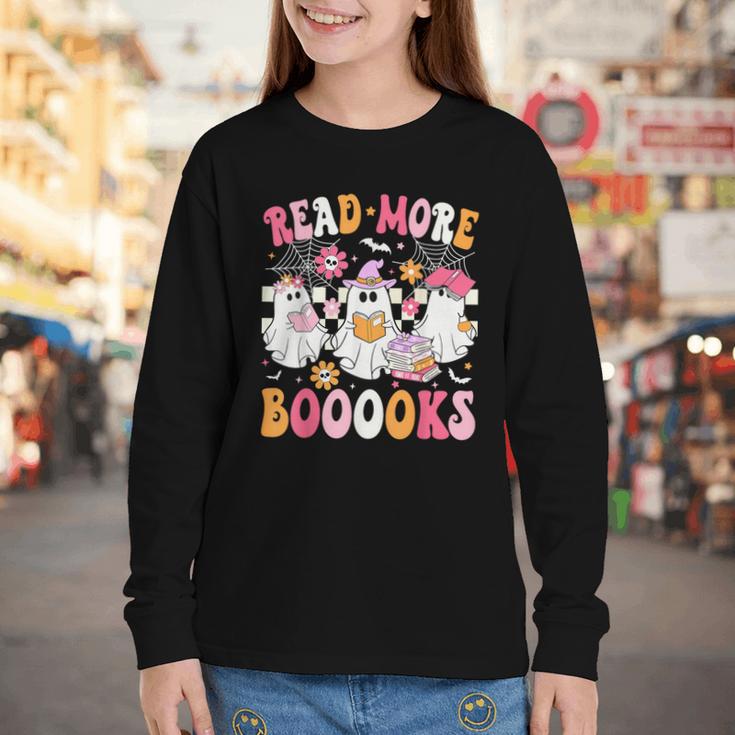 Read More Books Ghosts Reading Book Teacher Halloween Youth Long Sleeve Tee