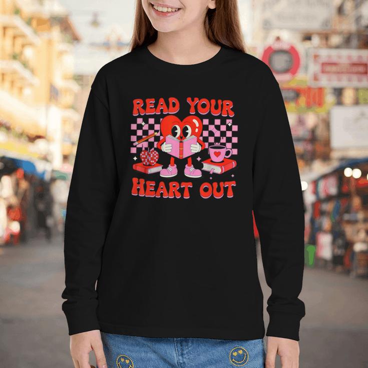 Read Your Heart Out Valentine Reading Book Kid Teacher Youth Long Sleeve Tee