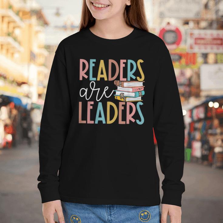 Readers Are Leaders Reading Book Lovers Teacher Women Kids Youth Long Sleeve Tee
