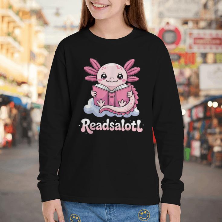 Readsalotl Axolotl Reading Cute Book Lover Bookworm Youth Long Sleeve Tee Readsalotl Axolotl Reading Cute Book Lover Bookworm Youth Long Sleeve Tee