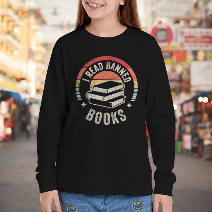 Retro Vintage Banned Books Shirt I Read Banned Books Youth Long Sleeve Tee