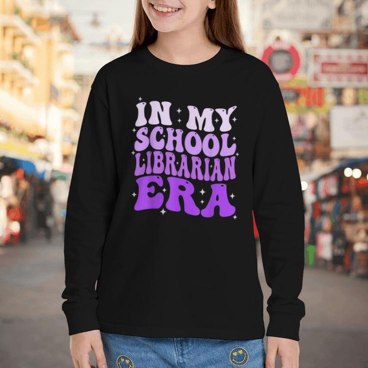 In My School Librarian Era Groovy Back To School Book Lover Youth Long Sleeve Tee