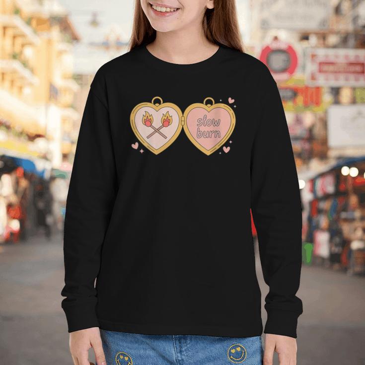 Slow Burn Romance Book Lover Tee Youth Long Sleeve Tee