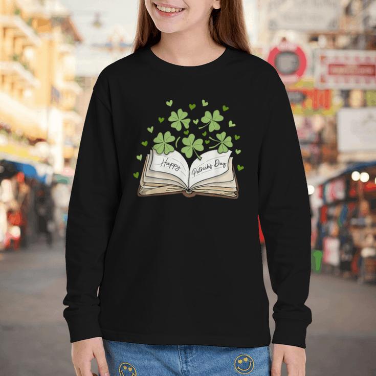 St Patricks Day Book Lover Librarian Reading Saint Pattys Youth Long Sleeve Tee