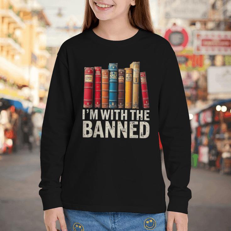 Support Banned Books Freedom I'm With The Banned Youth Long Sleeve Tee