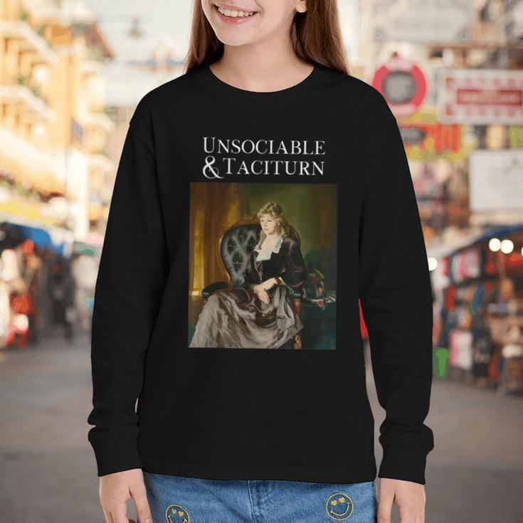 Unsociable And Taciturn Jane Austin Quote Book Classic Lit Youth Long Sleeve Tee
