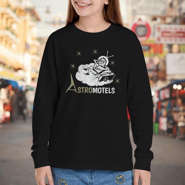Vintage Hotel Matchbook Astro Motels 50s Retro Spaceman Youth Long Sleeve Tee
