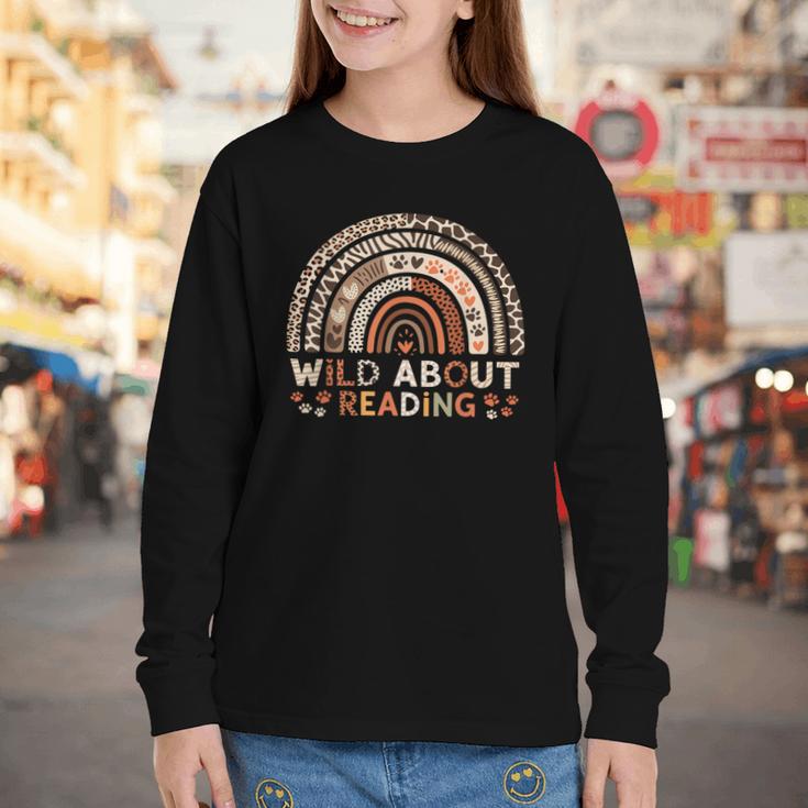 Wild About Reading Books Reader Lover Library Day Librarian Youth Long Sleeve Tee