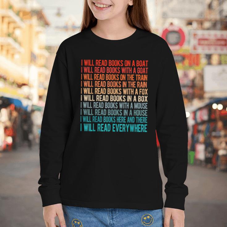 I Will Read Books On A Boat Kids Reading Youth Long Sleeve Tee