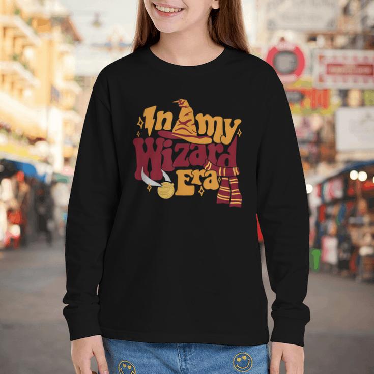 In My Wizard Era Groovy Bookish Fantasy Reader Book Lover Youth Long Sleeve Tee